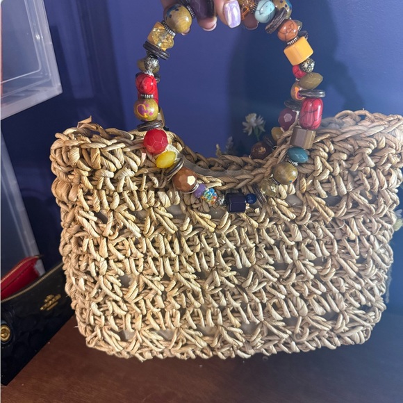Cappelli StrawWorld Beaded Handle Woven Straw Bag - Picture 2 of 6